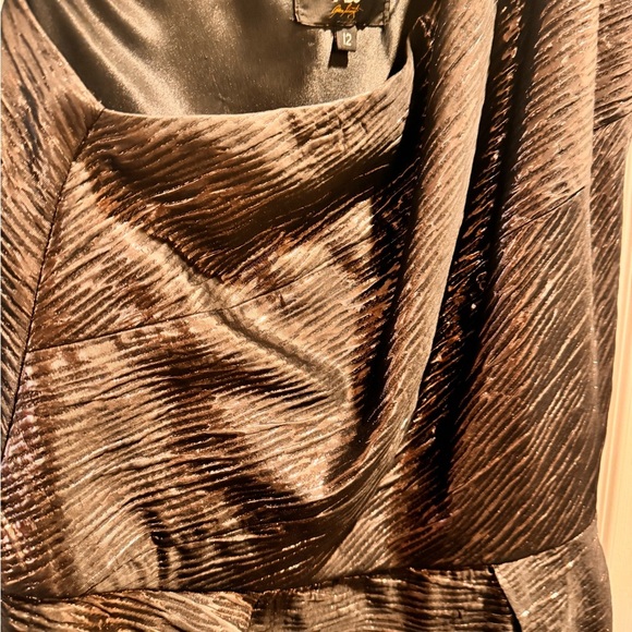 ABS Allen Schwartz Metallic One-Shoulder Cocktail Dress Size 12 - Picture 6 of 8